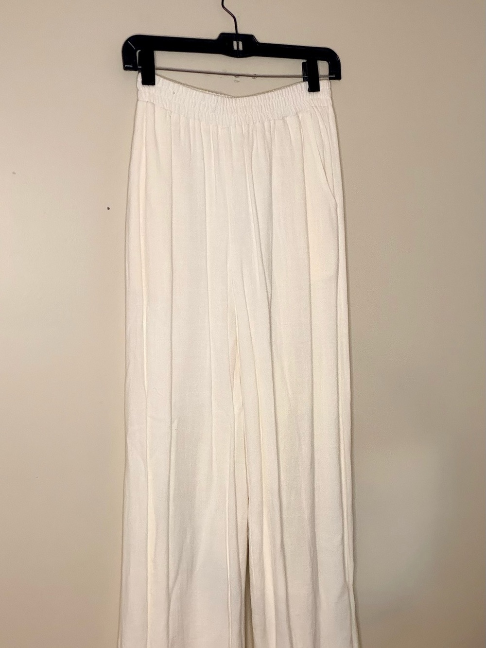 Sadie & Sage Cream Wide-Leg Elastic Waist Pants